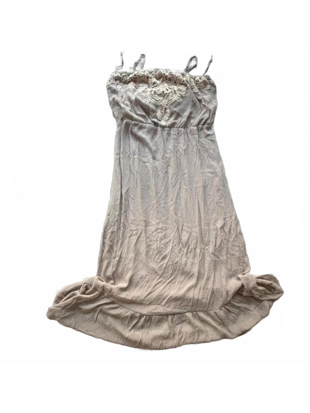 Lauren Conrad gray lace strapless maxi dress with ruffle